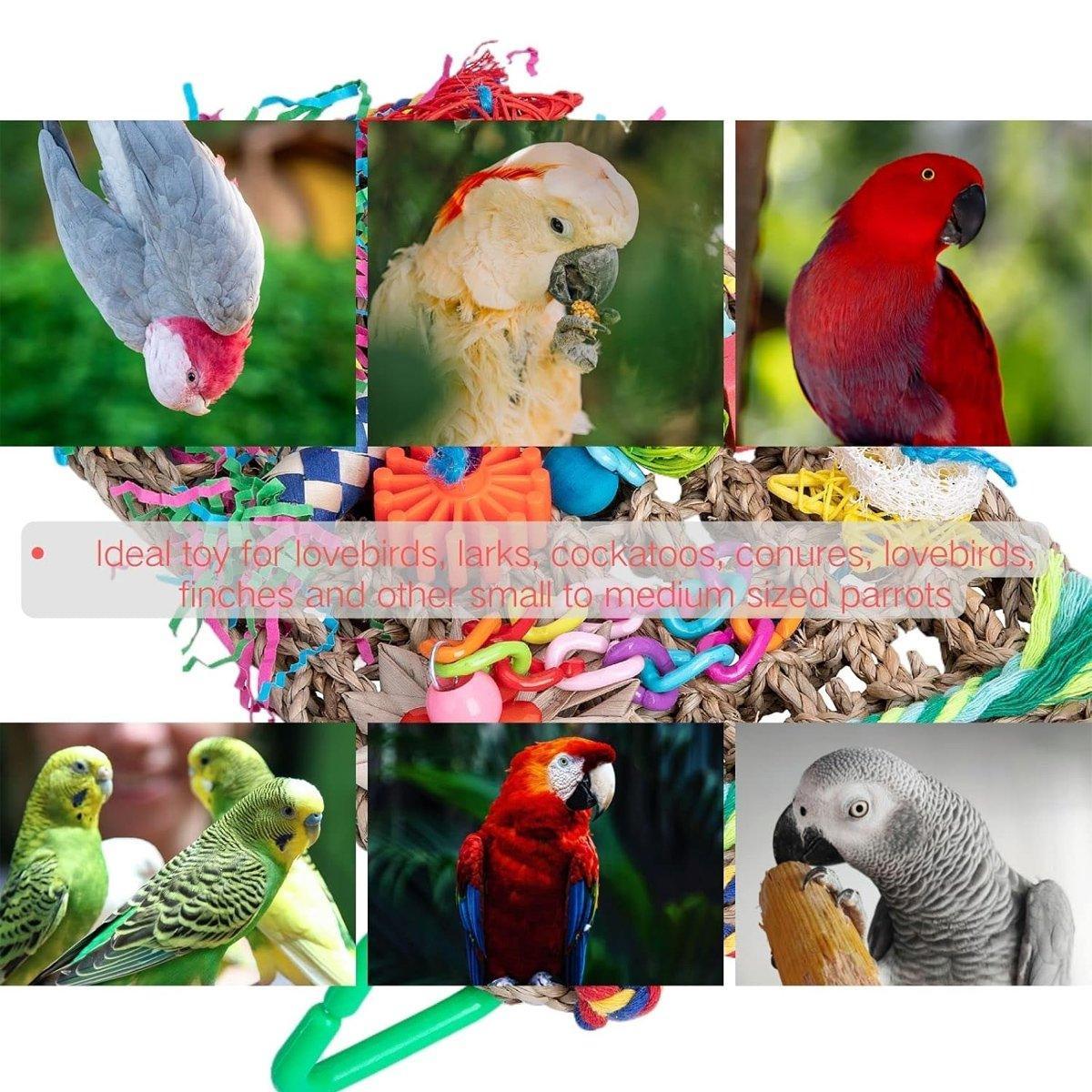 Parrot Gnawing Toys Woven Grass Nets Colourful Chewing Bird Cage Play V528-GNAWING-TOY-297684