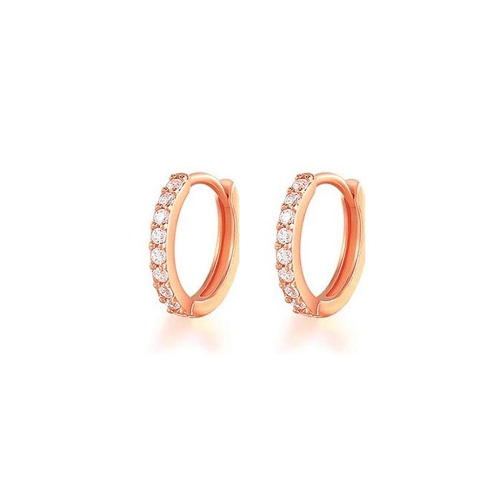 7sizes Hoop Earring Silver Zirconia Ear Huggie Hoop Cartilage Piercing Jewellery - Gold-10mm V528-GO-10-454538