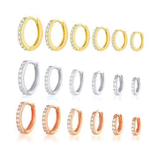 7sizes Hoop Earring Silver Zirconia Ear Huggie Hoop Cartilage Piercing Jewellery - Gold-9mm V528-GO-9-320144