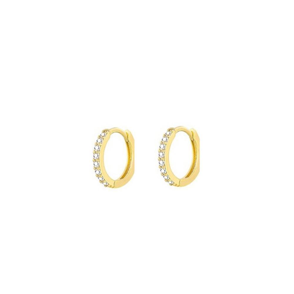 7sizes Hoop Earring Silver Zirconia Ear Huggie Hoop Cartilage Piercing Jewellery - Gold-9mm V528-GO-9-320144