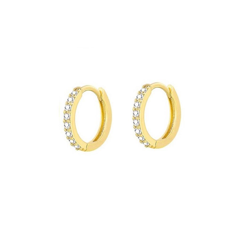 7sizes Hoop Earring Silver Zirconia Ear Huggie Hoop Cartilage Piercing Jewellery - Gold-9mm V528-GO-9-320144
