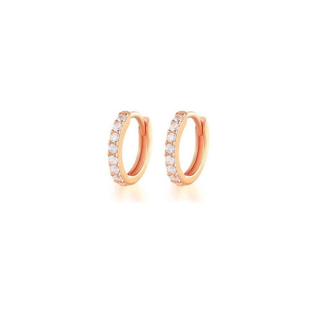 7sizes Hoop Earring Silver Zirconia Ear Huggie Hoop Cartilage Piercing Jewellery - Gold-9mm V528-GO-9-320144