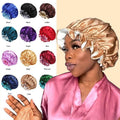 Womens Satin Sleep Cap Bonnet Elastic Wide Band Hair Sleeping Hat - Gold V528-GOCOLOUR-GOLD89558