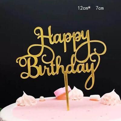 Happy Birthday Acrylic Cake Topper Cake Decoration Golden Silver Party - Gold-Z7 Acrylic V528-GOLD-Z7ACRYLIC-88554