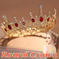 Vintage Princess Wedding Crown Hair Accessories Bridal Round Tiara Headpiece V528-GOLDEN-CROWN-572245