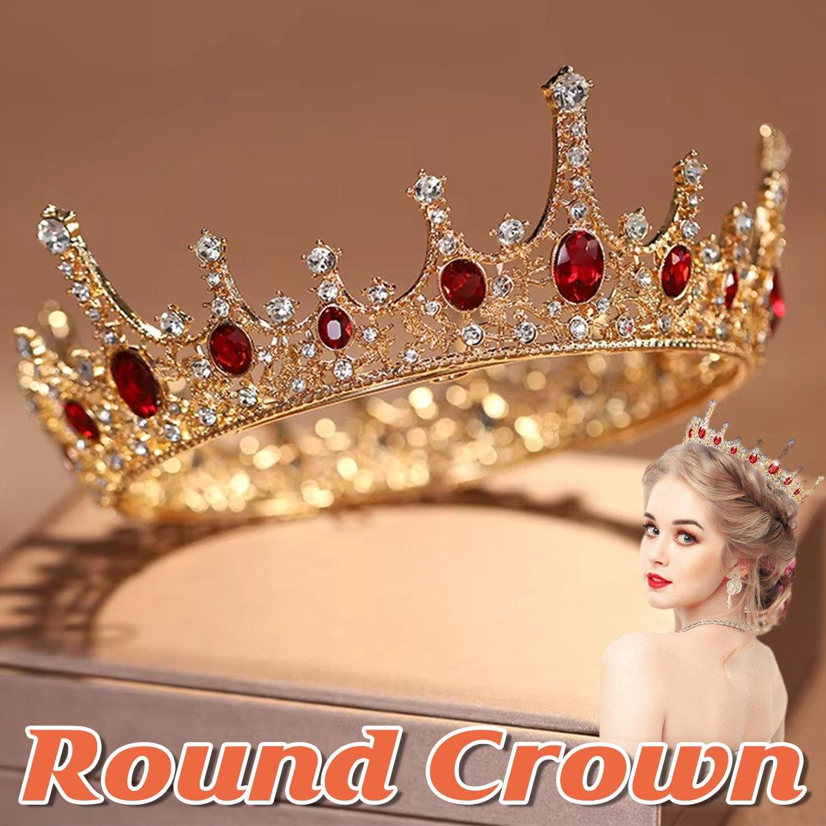 Vintage Princess Wedding Crown Hair Accessories Bridal Round Tiara Headpiece V528-GOLDEN-CROWN-572245