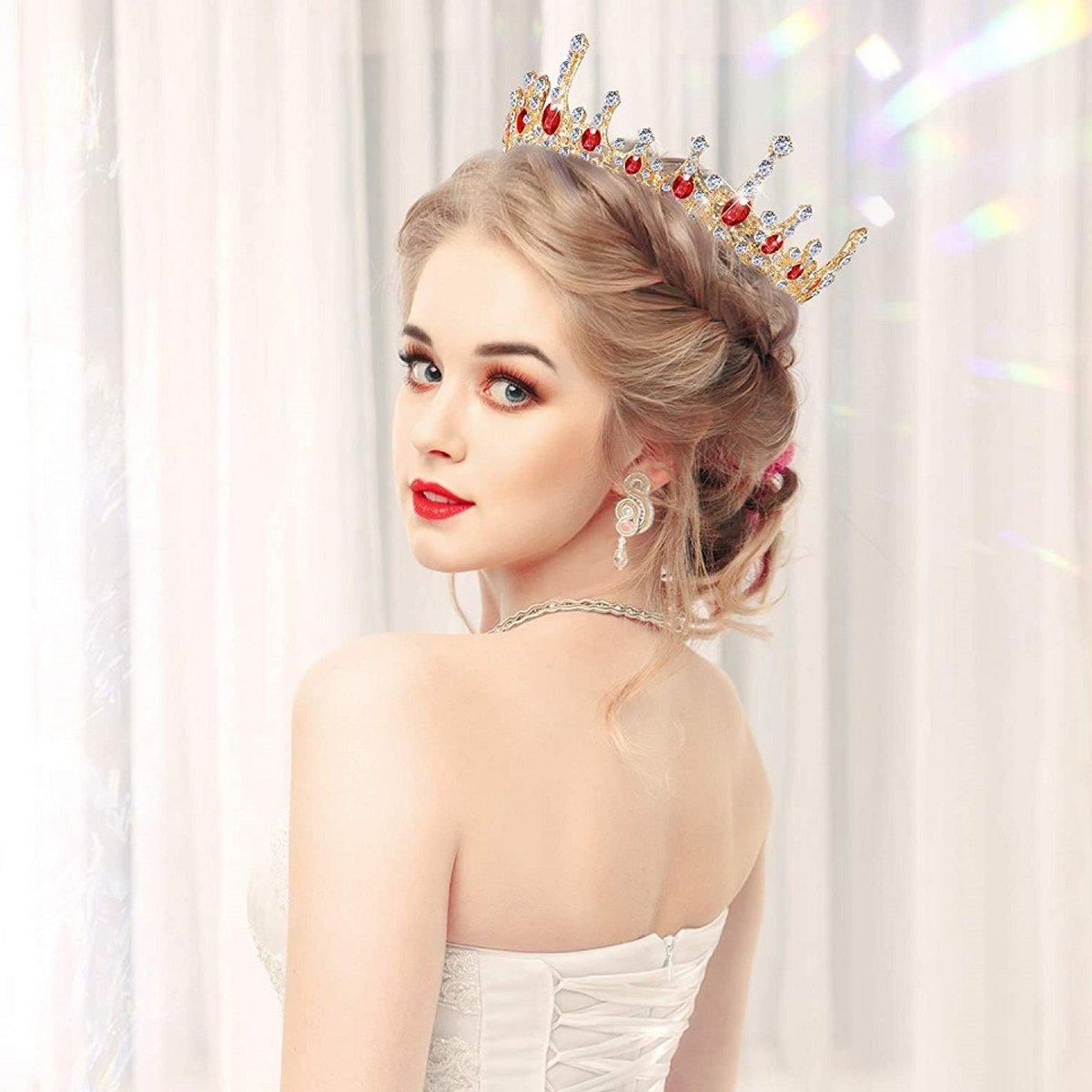 Vintage Princess Wedding Crown Hair Accessories Bridal Round Tiara Headpiece V528-GOLDEN-CROWN-572245