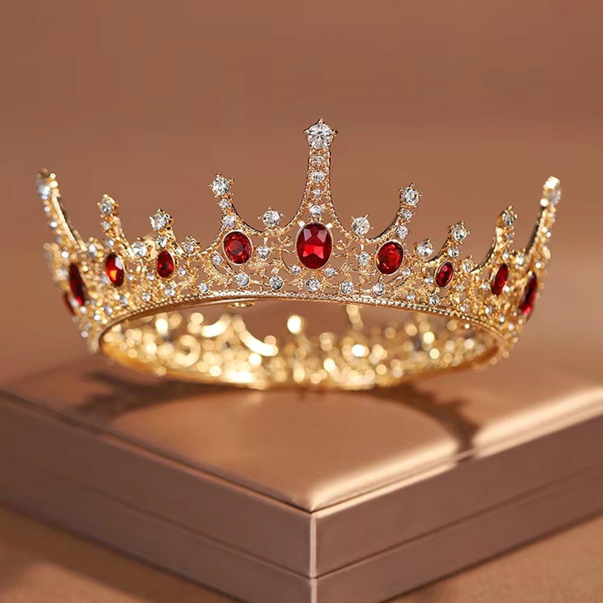 Vintage Princess Wedding Crown Hair Accessories Bridal Round Tiara Headpiece V528-GOLDEN-CROWN-572245