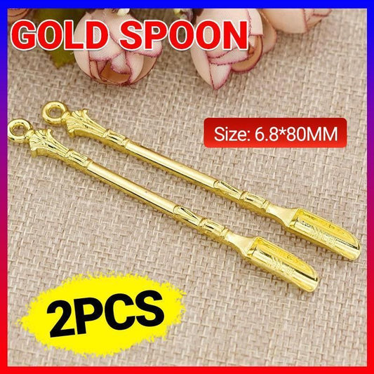 2PCS Gold Mini Scoop Spoon Metal Powder Spatula for Kitchen Craft or Resin Use V528-GOLDSPOON-2PCS-322691