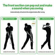 Golf Swing Training Aid Telescopic Impact Sound Stick Exercise Tool for Practice - Black V528-GOLF-TELESCOPIC-SWING-BLACK-497981