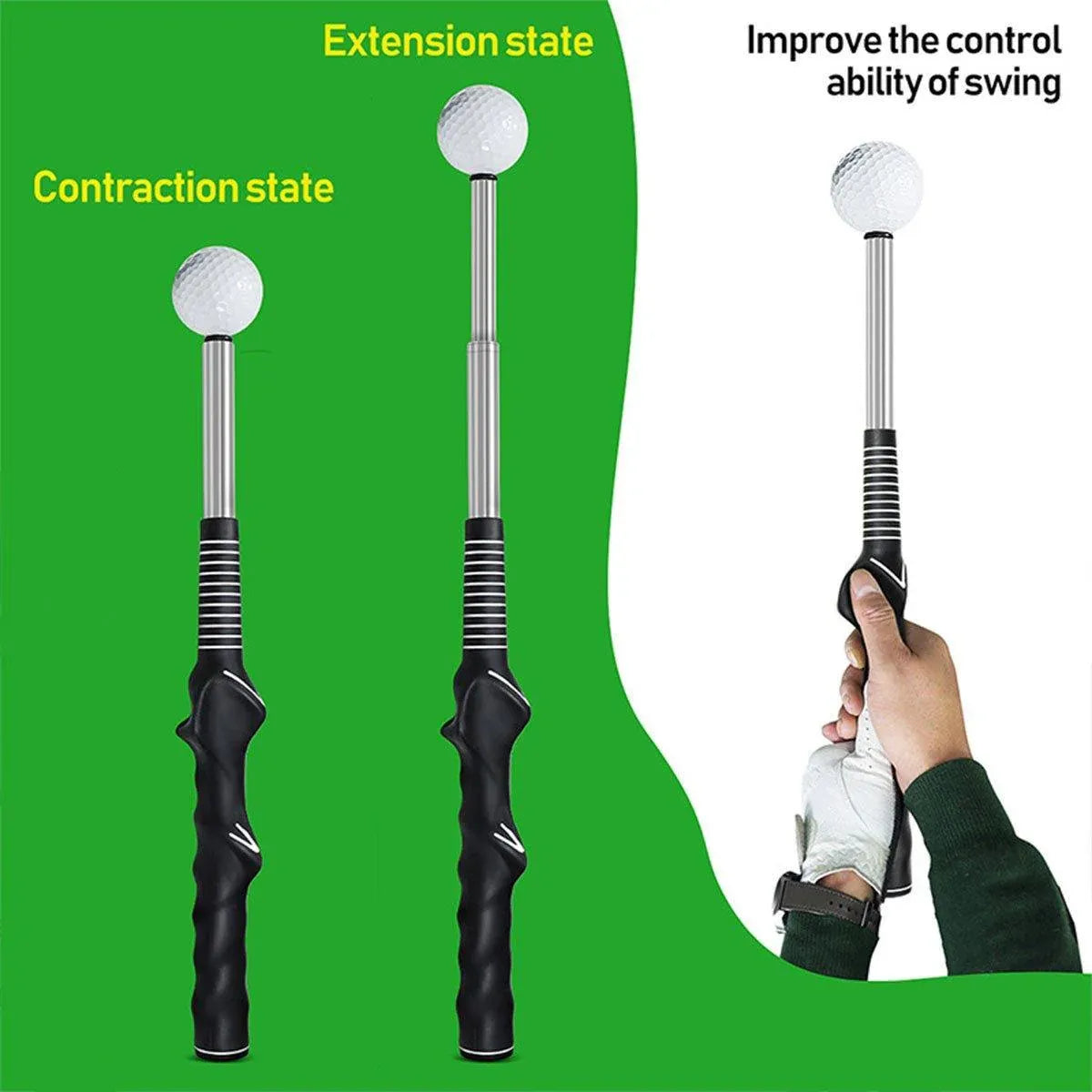 Golf Swing Training Aid Telescopic Impact Sound Stick Exercise Tool for Practice - Black V528-GOLF-TELESCOPIC-SWING-BLACK-497981