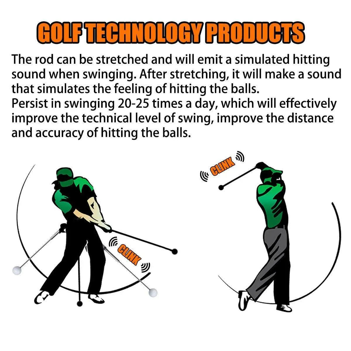 Golf Swing Training Aid Telescopic Impact Sound Stick Exercise Tool for Practice - Black V528-GOLF-TELESCOPIC-SWING-BLACK-497981