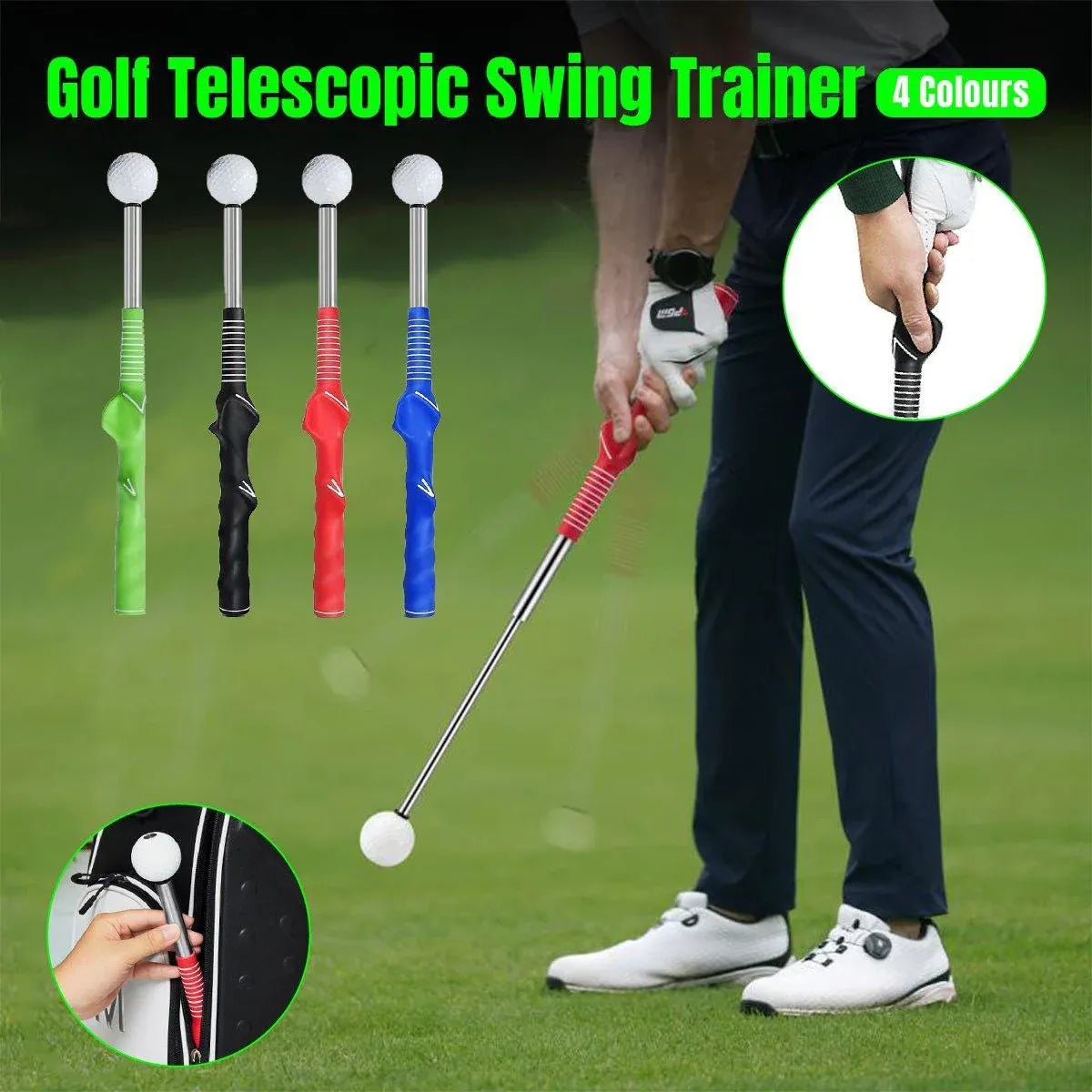 Golf Swing Training Aid Telescopic Impact Sound Stick Exercise Tool for Practice - Blue V528-GOLF-TELESCOPIC-SWING-BLUE-128328
