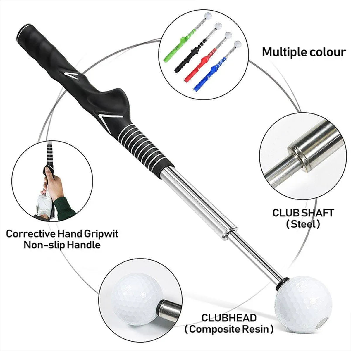 Golf Swing Training Aid Telescopic Impact Sound Stick Exercise Tool for Practice - Red V528-GOLF-TELESCOPIC-SWING-RED-771776