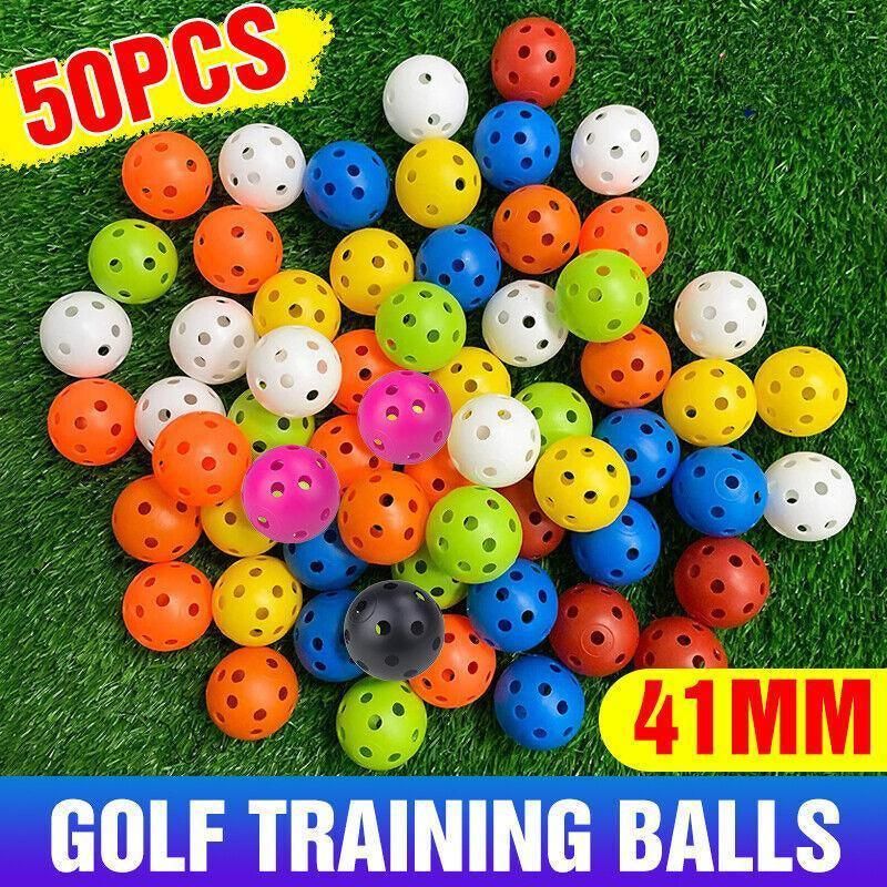 50PCS Plastic Whiffle Airflow Hollow Golf Practice Training Balls Golf Sport V528-GOLFBALL-50PCS-374510