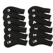 12Pcs Golf Head Cover Iron Putter Driver Headcover Protective Set Club Covers - Black V528-GOLFCLUBCAPS-BLACK-12PCS-723167
