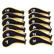12Pcs Golf Head Cover Iron Putter Driver Headcover Protective Set Club Covers - Black V528-GOLFCLUBCAPS-BLACK-12PCS-723167