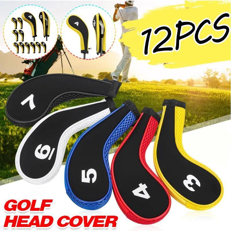 12Pcs Golf Head Cover Iron Putter Driver Headcover Protective Set Club Covers - Red V528-GOLFCLUBCAPS-RED-12PCS-225395