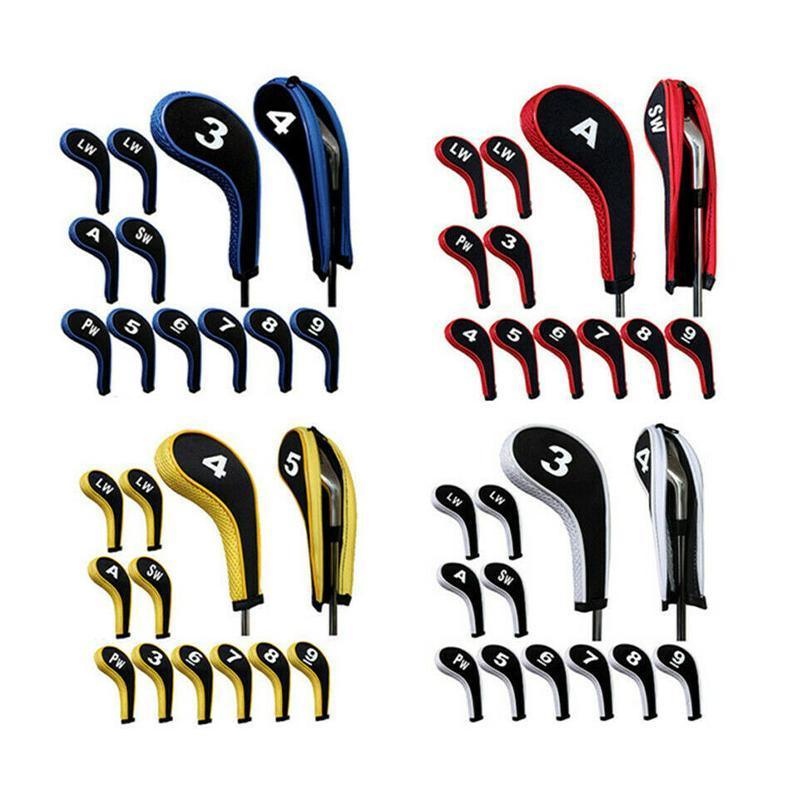 12Pcs Golf Head Cover Iron Putter Driver Headcover Protective Set Club Covers - Red V528-GOLFCLUBCAPS-RED-12PCS-225395