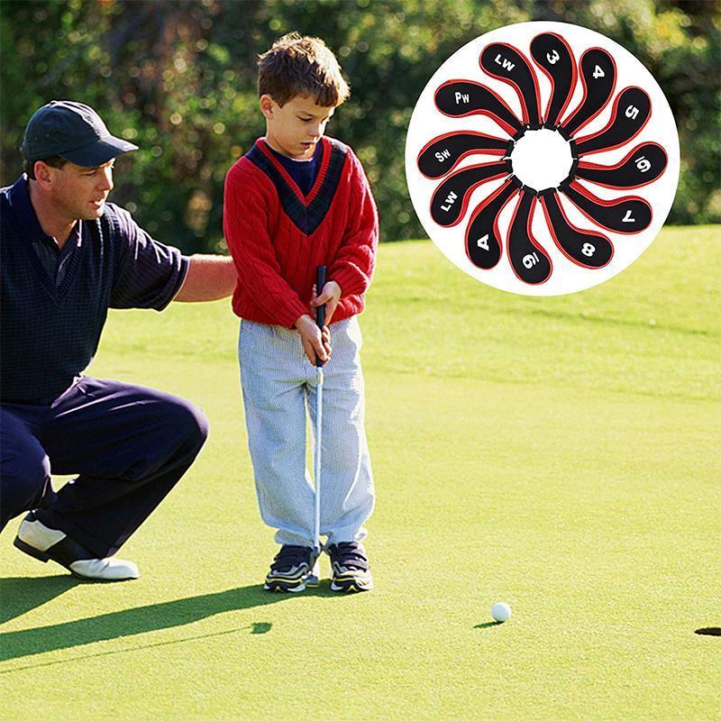 12Pcs Golf Head Cover Iron Putter Driver Headcover Protective Set Club Covers - Red V528-GOLFCLUBCAPS-RED-12PCS-225395