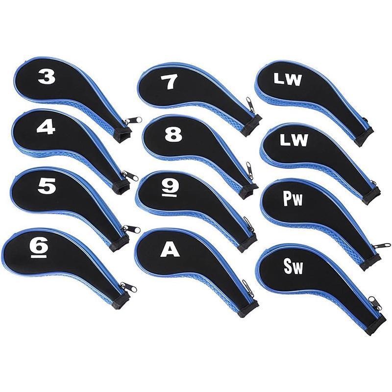 12Pcs Golf Head Cover Iron Putter Driver Headcover Protective Set Club Covers - Red V528-GOLFCLUBCAPS-RED-12PCS-225395