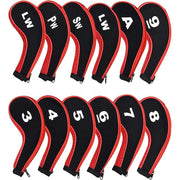 12Pcs Golf Head Cover Iron Putter Driver Headcover Protective Set Club Covers - Red V528-GOLFCLUBCAPS-RED-12PCS-225395