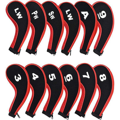 12Pcs Golf Head Cover Iron Putter Driver Headcover Protective Set Club Covers - Red V528-GOLFCLUBCAPS-RED-12PCS-225395
