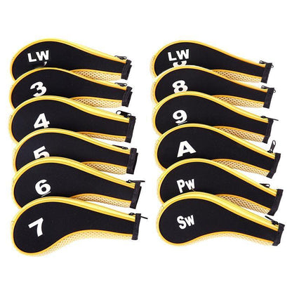 12Pcs Golf Head Cover Iron Putter Driver Headcover Protective Set Club Covers - Red V528-GOLFCLUBCAPS-RED-12PCS-225395
