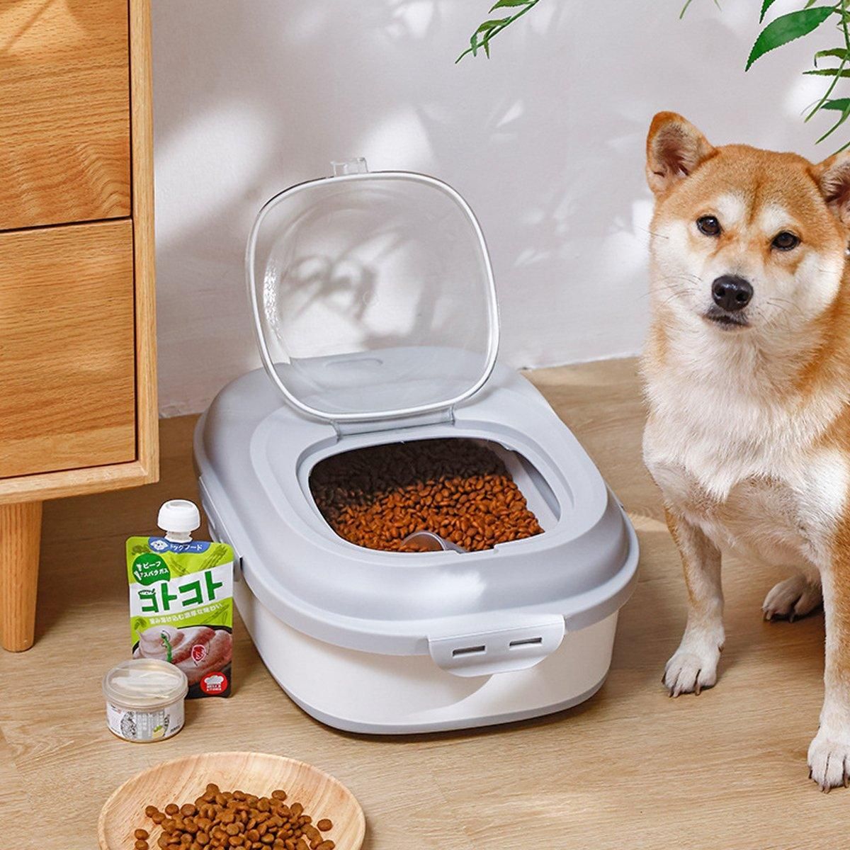 Large Capacity Pet Food Storage Box Foldable Design with Seal Lid - Green V528-GRAIN-PAIL-GREEN-663199