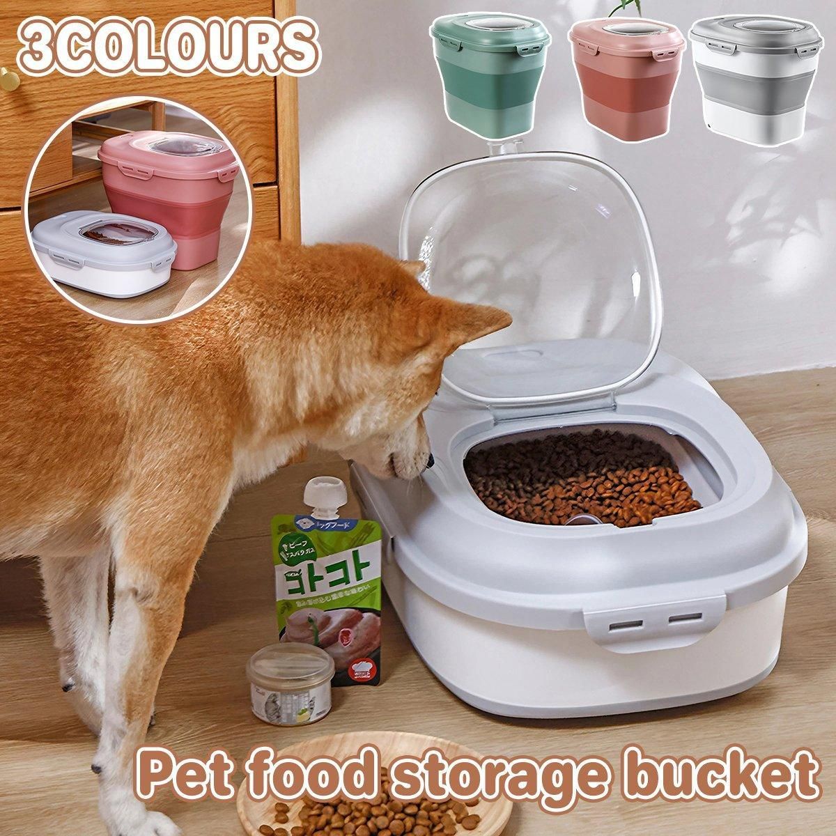 Large Capacity Pet Food Storage Box Foldable Design with Seal Lid - Green V528-GRAIN-PAIL-GREEN-663199
