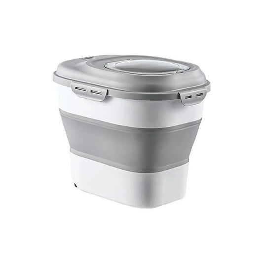 Large Capacity Pet Food Storage Box Foldable Design with Seal Lid - Grey V528-GRAIN-PAIL-GREY-707163