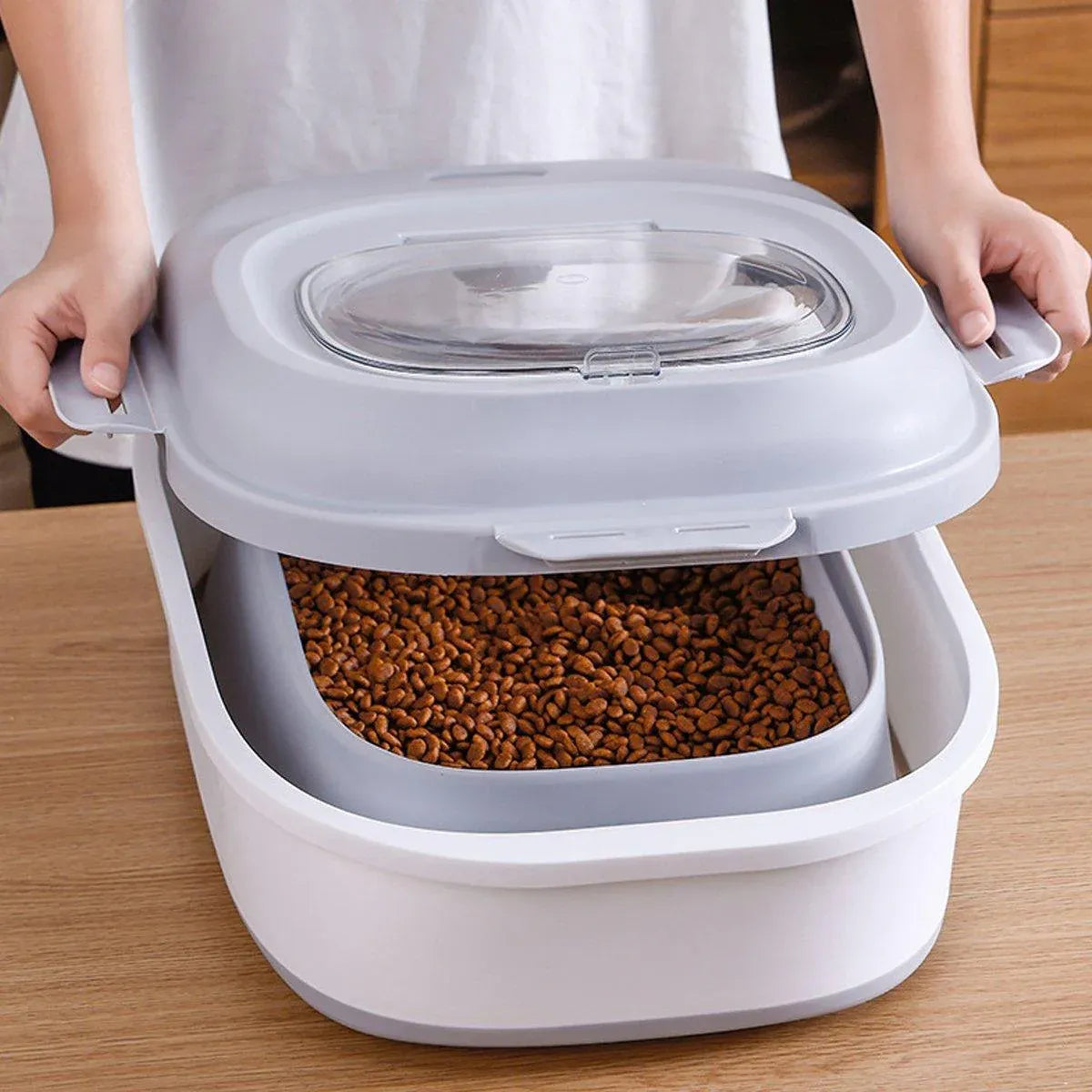 Large Capacity Pet Food Storage Box Foldable Design with Seal Lid - Grey V528-GRAIN-PAIL-GREY-707163