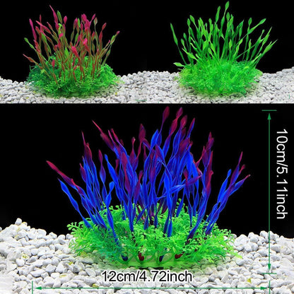 Artificial Water Grass Fish Tank Decoration Aquarium Landscape Simulation Plants - 04-3PCS V528-GRASS-3PCS-CO85-H-700286