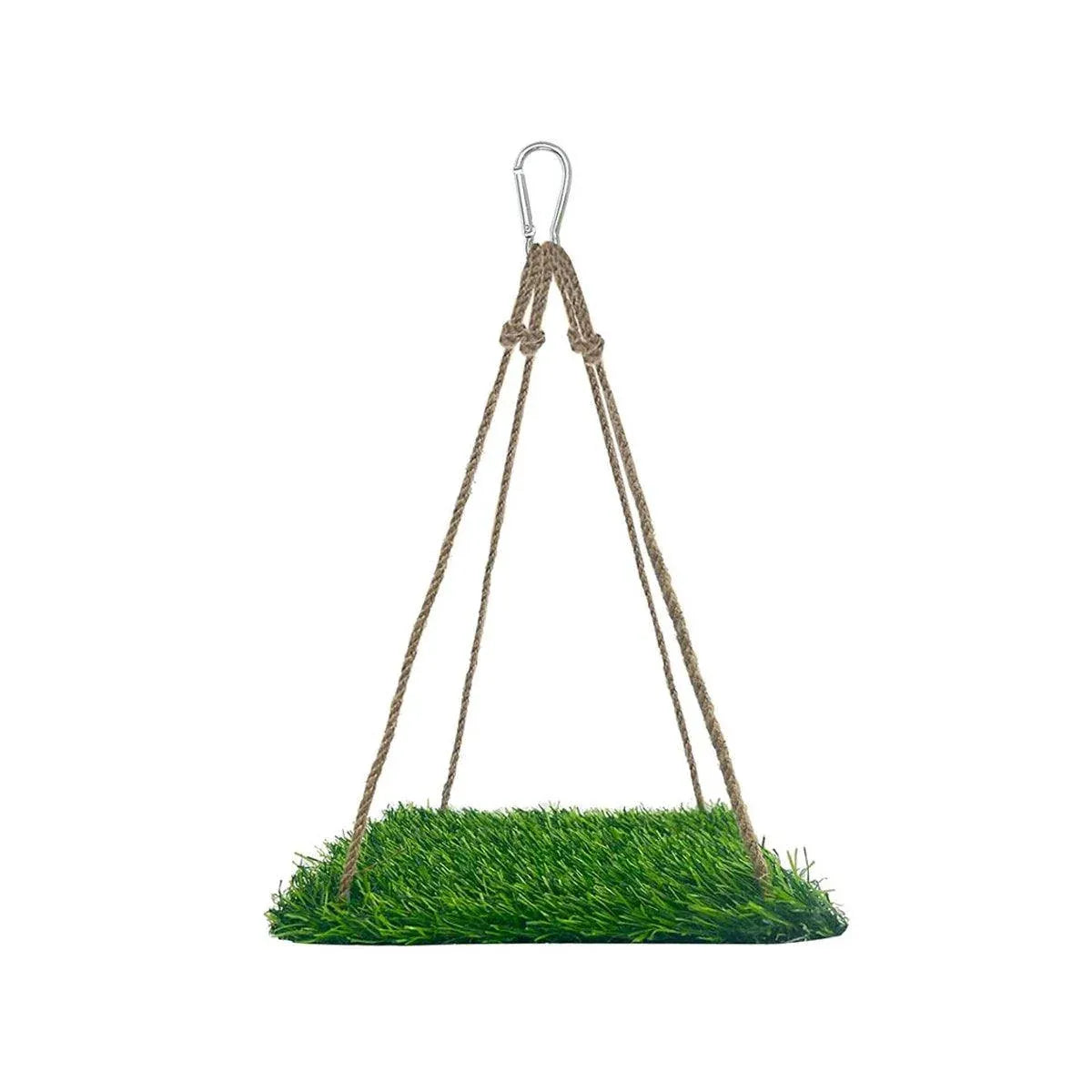 Parrot Turf Hammock Climbing Toy for Hamster Pet Bed Hanging Swing for Small Pet - Quadrate V528-GRASS-HAMMOCK-FX-850999