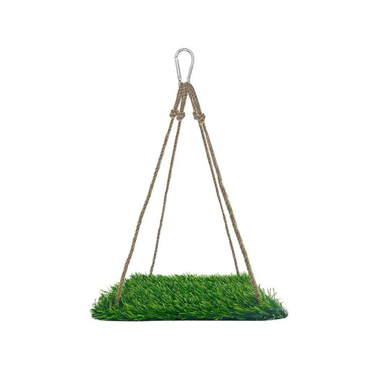 Parrot Turf Hammock Climbing Toy for Hamster Pet Bed Hanging Swing for Small Pet - Quadrate V528-GRASS-HAMMOCK-FX-850999