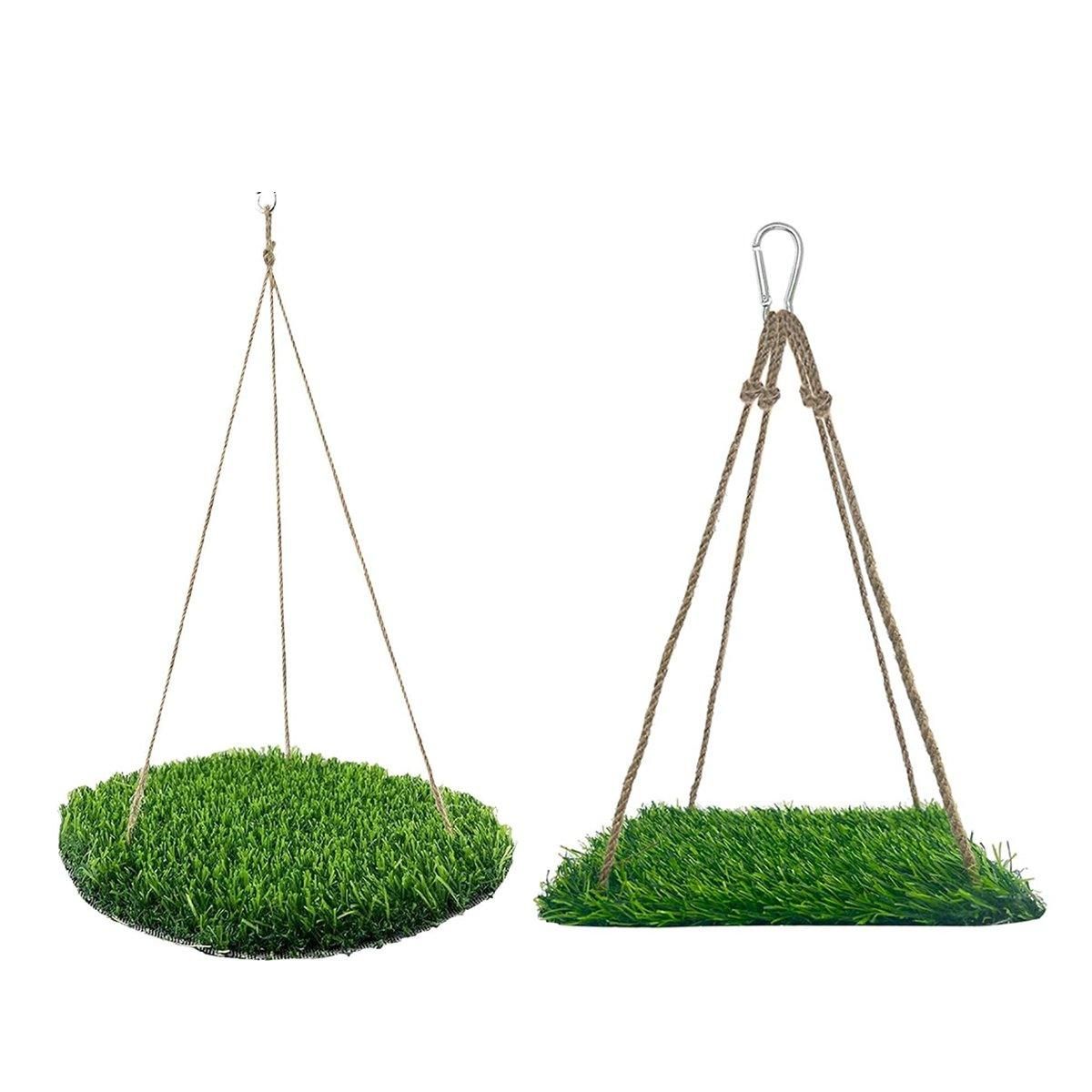 Parrot Turf Hammock Climbing Toy for Hamster Pet Bed Hanging Swing for Small Pet - Quadrate V528-GRASS-HAMMOCK-FX-850999