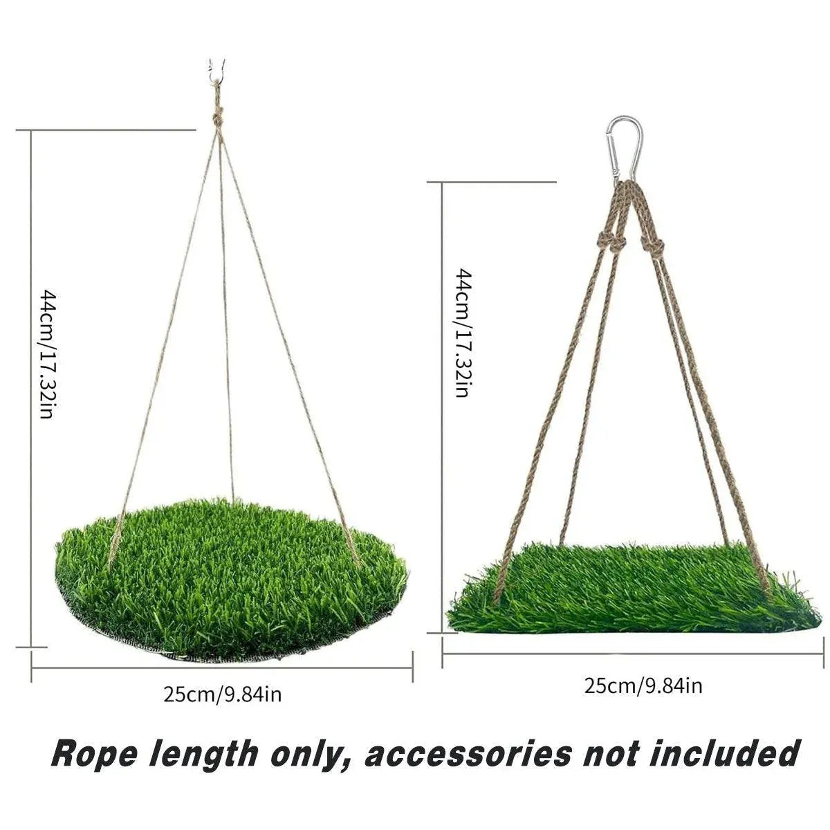 Parrot Turf Hammock Climbing Toy for Hamster Pet Bed Hanging Swing for Small Pet - Quadrate V528-GRASS-HAMMOCK-FX-850999