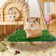 Parrot Turf Hammock Climbing Toy for Hamster Pet Bed Hanging Swing for Small Pet - Quadrate V528-GRASS-HAMMOCK-FX-850999