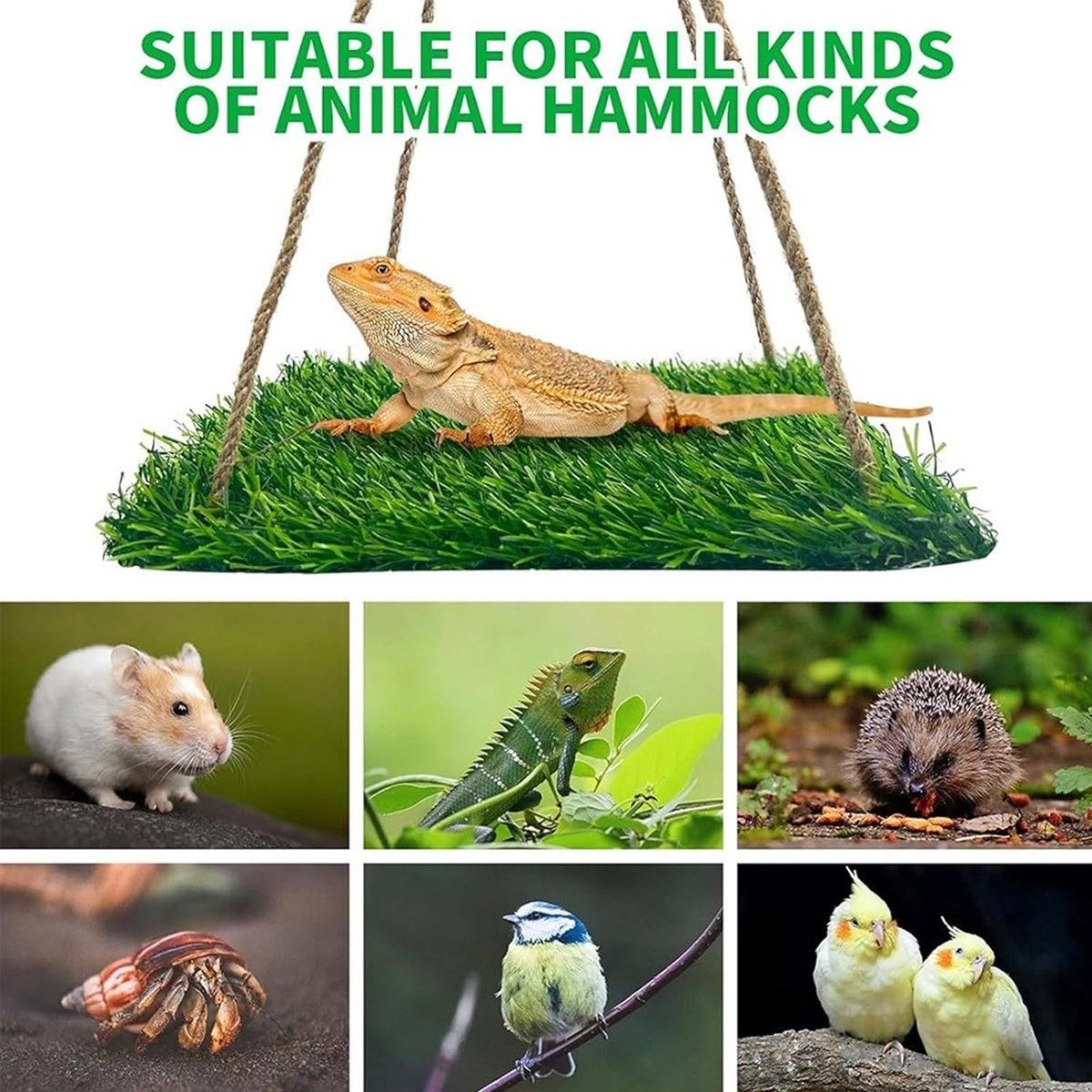 Parrot Turf Hammock Climbing Toy for Hamster Pet Bed Hanging Swing for Small Pet - Roundness V528-GRASS-HAMMOCK-YX-211385