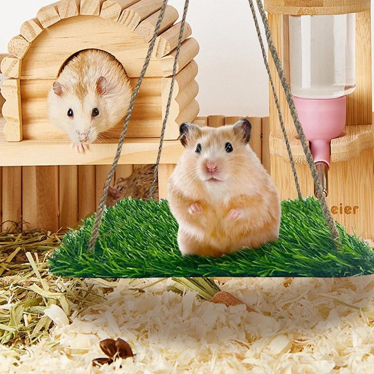 Parrot Turf Hammock Climbing Toy for Hamster Pet Bed Hanging Swing for Small Pet - Roundness V528-GRASS-HAMMOCK-YX-211385