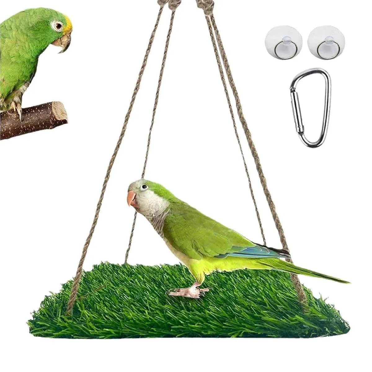 Parrot Turf Hammock Climbing Toy for Hamster Pet Bed Hanging Swing for Small Pet - Roundness V528-GRASS-HAMMOCK-YX-211385