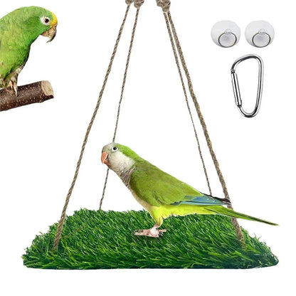Parrot Turf Hammock Climbing Toy for Hamster Pet Bed Hanging Swing for Small Pet - Roundness V528-GRASS-HAMMOCK-YX-211385