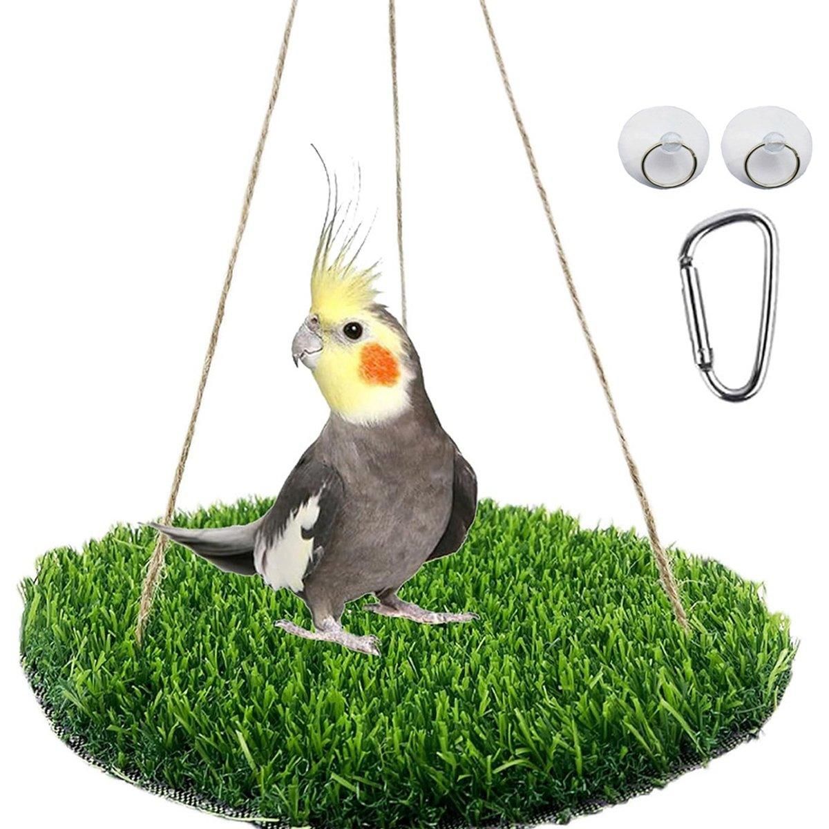 Parrot Turf Hammock Climbing Toy for Hamster Pet Bed Hanging Swing for Small Pet - Roundness V528-GRASS-HAMMOCK-YX-211385