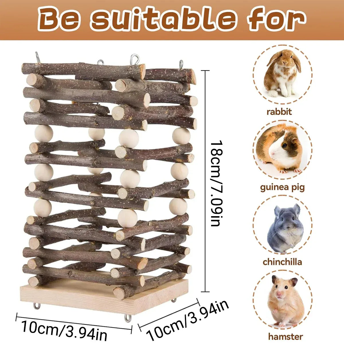 Rabbit Hay Feeder Rack Apple Wood Grass Holder Natural Food Rack Small Pet V528-GRASS-RACK-694722