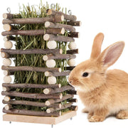 Rabbit Hay Feeder Rack Apple Wood Grass Holder Natural Food Rack Small Pet V528-GRASS-RACK-694722