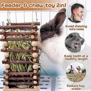 Rabbit Hay Feeder Rack Apple Wood Grass Holder Natural Food Rack Small Pet V528-GRASS-RACK-694722