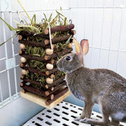 Rabbit Hay Feeder Rack Apple Wood Grass Holder Natural Food Rack Small Pet V528-GRASS-RACK-694722