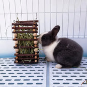 Rabbit Hay Feeder Rack Apple Wood Grass Holder Natural Food Rack Small Pet V528-GRASS-RACK-694722