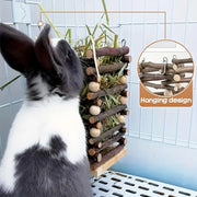 Rabbit Hay Feeder Rack Apple Wood Grass Holder Natural Food Rack Small Pet V528-GRASS-RACK-694722