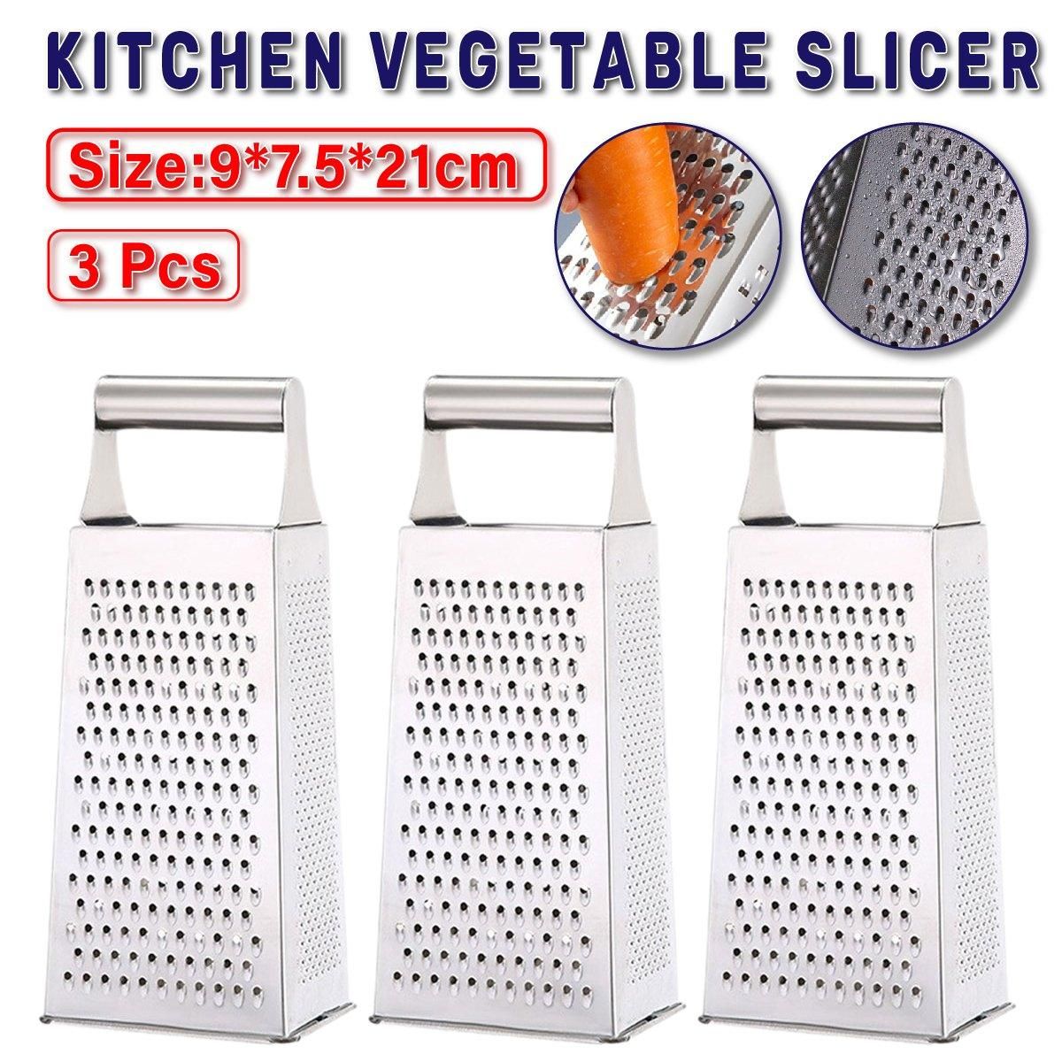 3pcs Stainless Steel Vegetable Slicer Grater Kitchen Multi-Function Grater Tool V528-GRATER-210-90-75MM-3PCS-361607